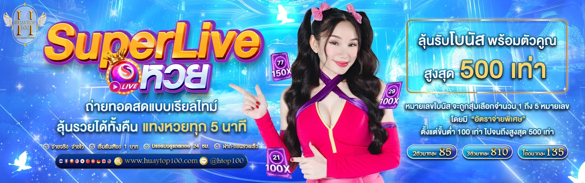 ตรวจผลหวยวันนี้ หวยลาว หวยฮานอย หวยยี่กี บน HUAYTOP100
